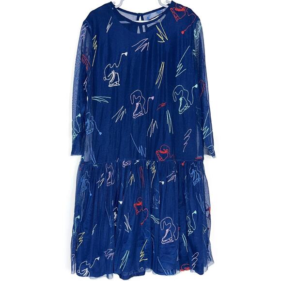 Stella McCartney Other - Stella McCartney Kids Girls Navy Blue Embroidered Skates Tulle Dress Size 12
